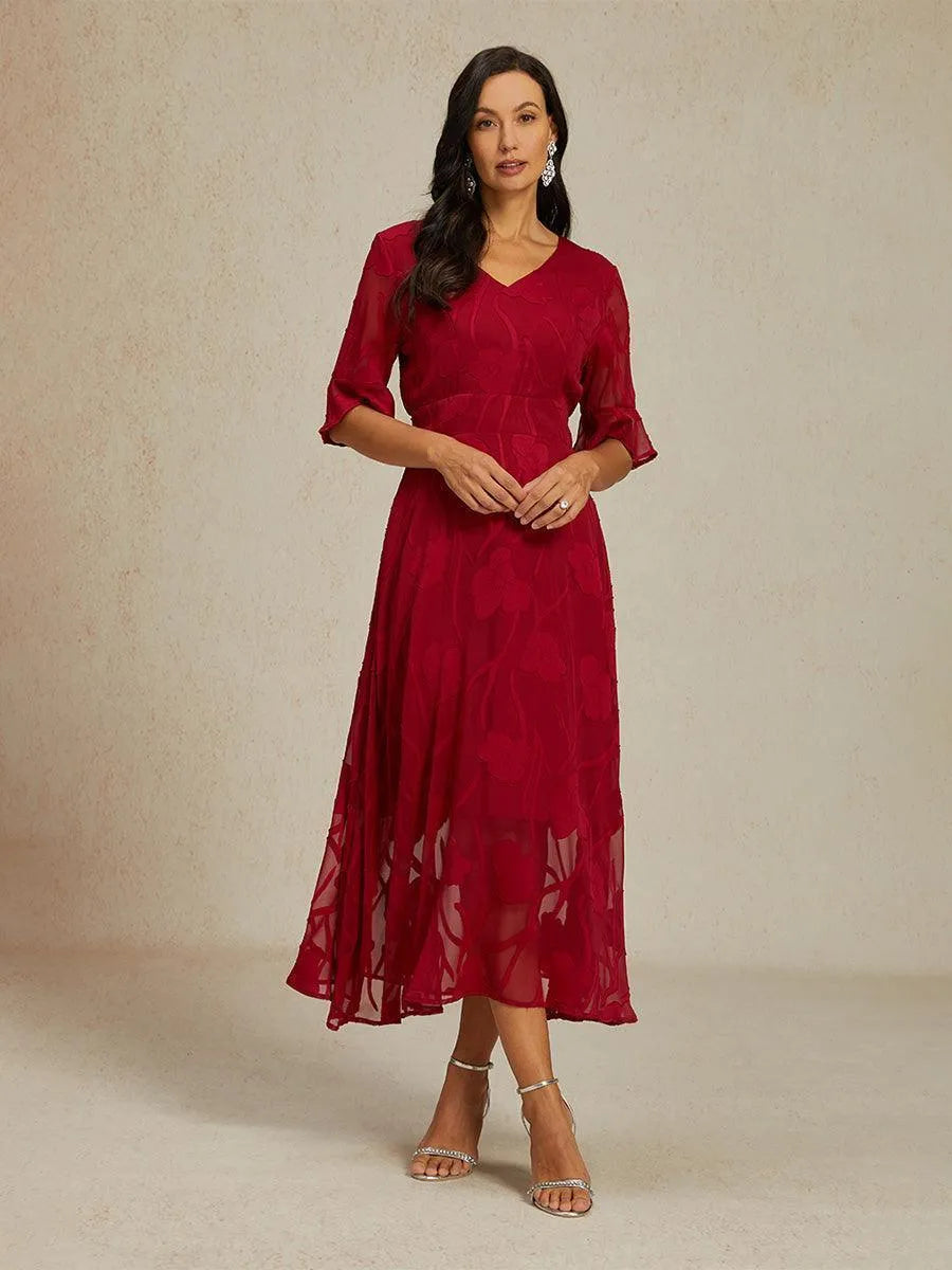 Ruffle Flutter Lace Maxi Dress