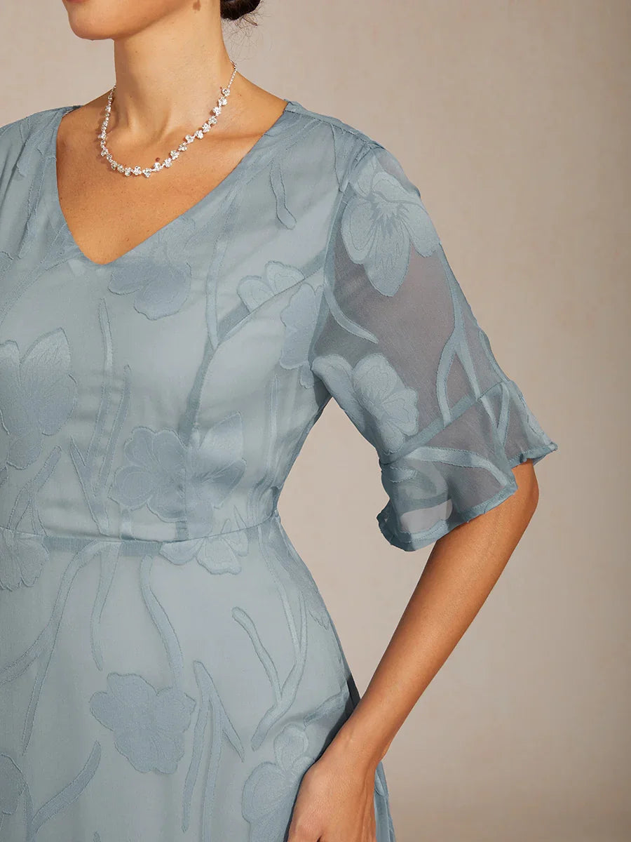 Ruffle Flutter Lace Maxi Dress