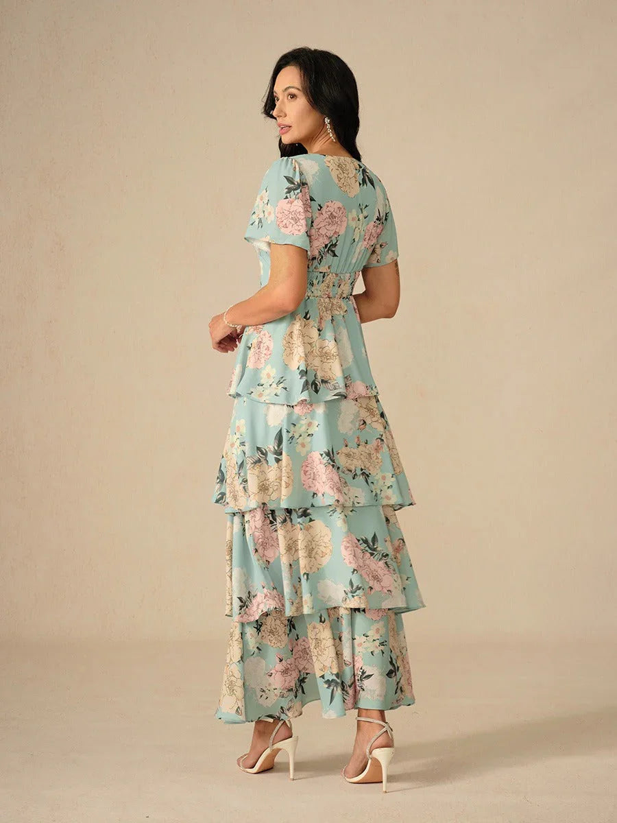 Romantic Tiered Floral Maxi Dress