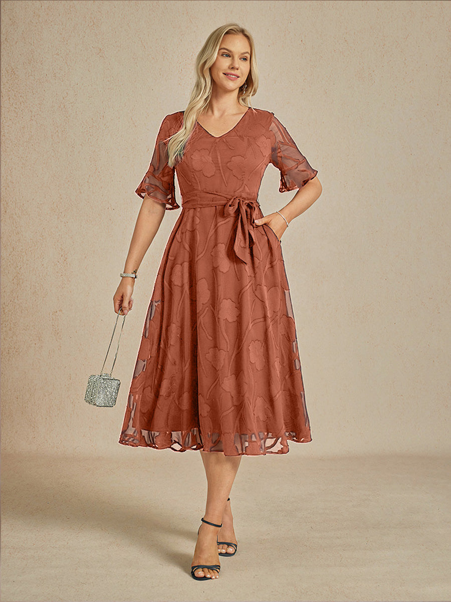 Ruffle Flutter Lace Maxi Dress