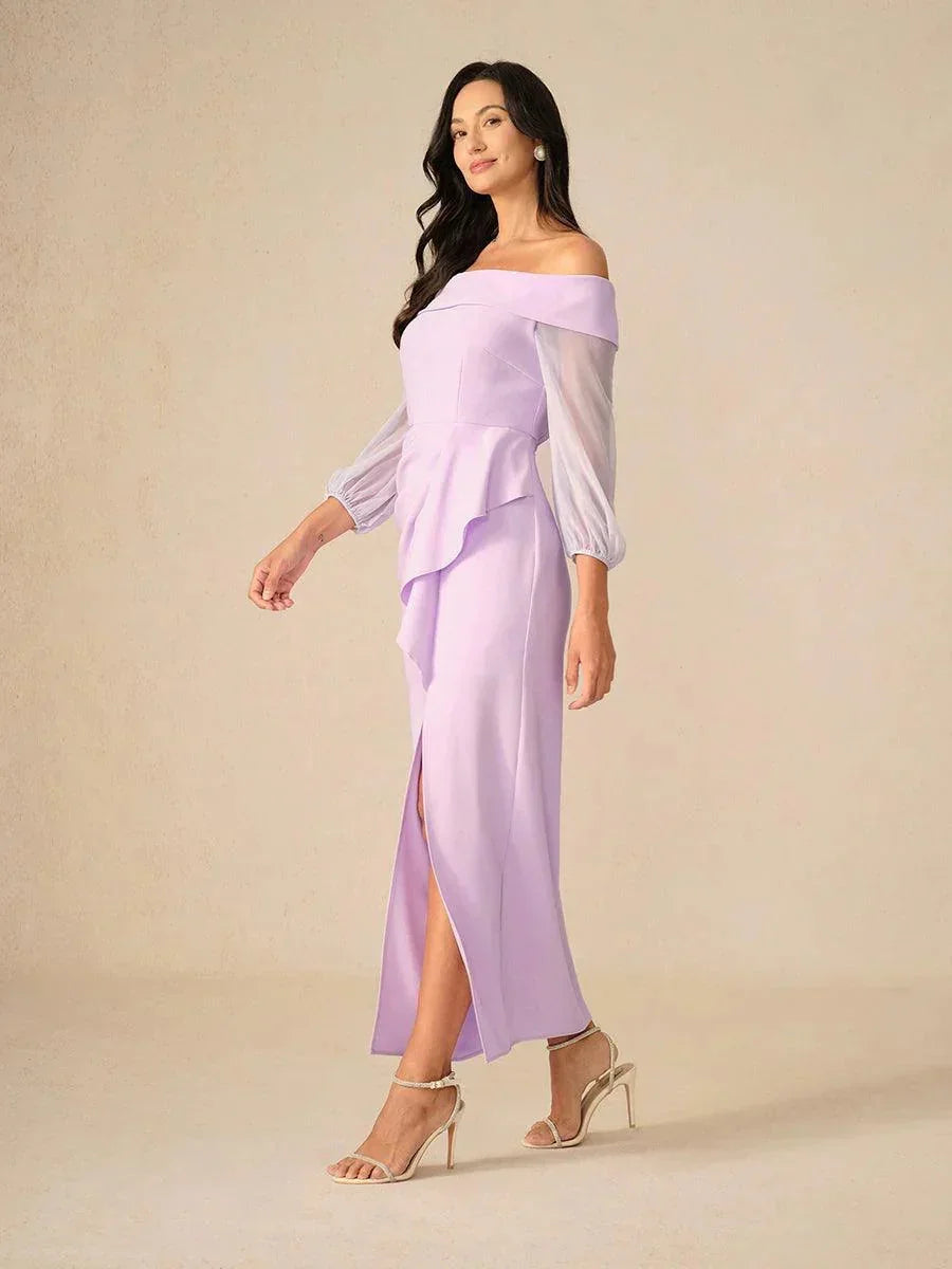 Lavender Off-Shoulder Evening Dress