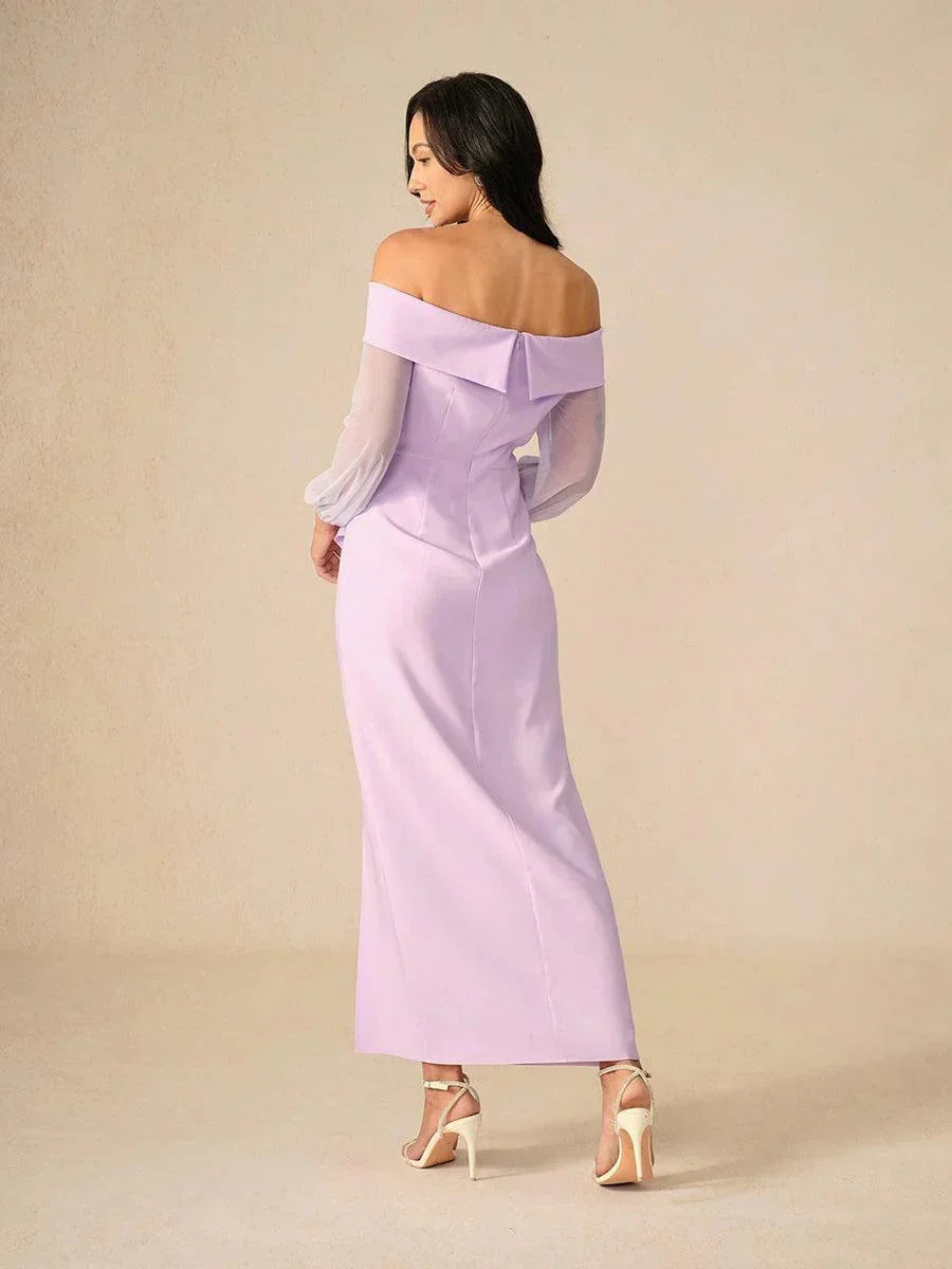 Lavender Off-Shoulder Evening Dress