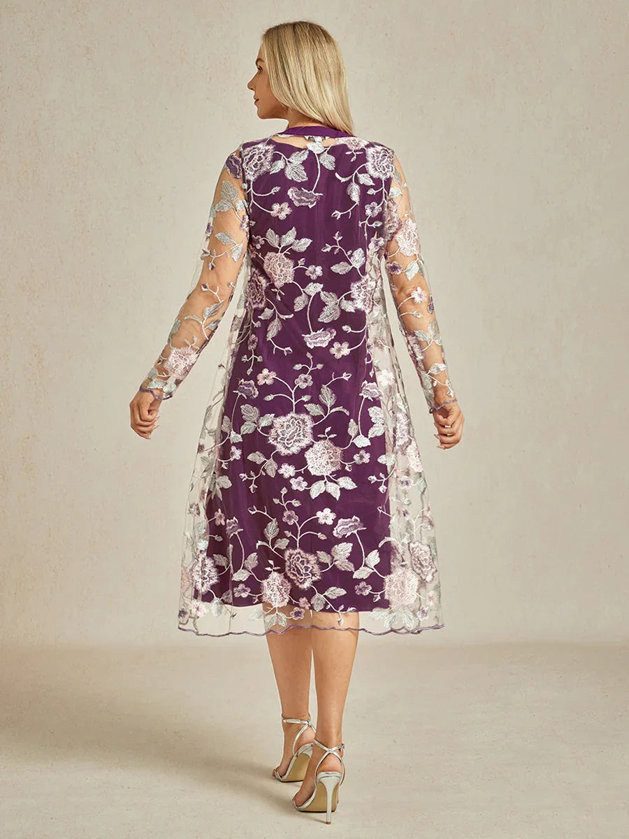 Lange Jacke aus Spitze mit Blumenstickerei