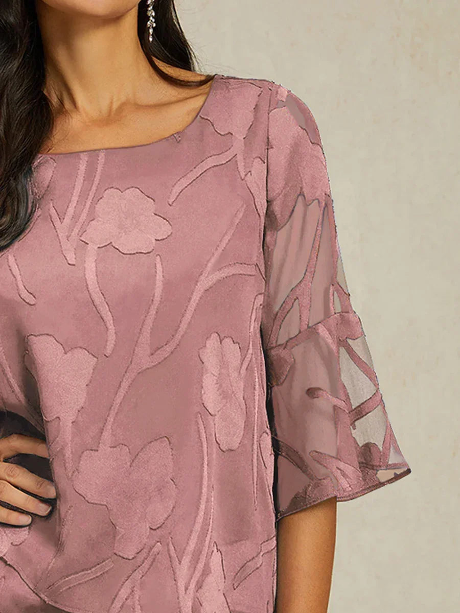Dressy Chiffon Asymmetric Hem Blouse