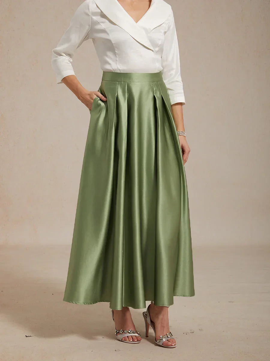 Formal Satin A-Line Ballgown Skirt with Pockets