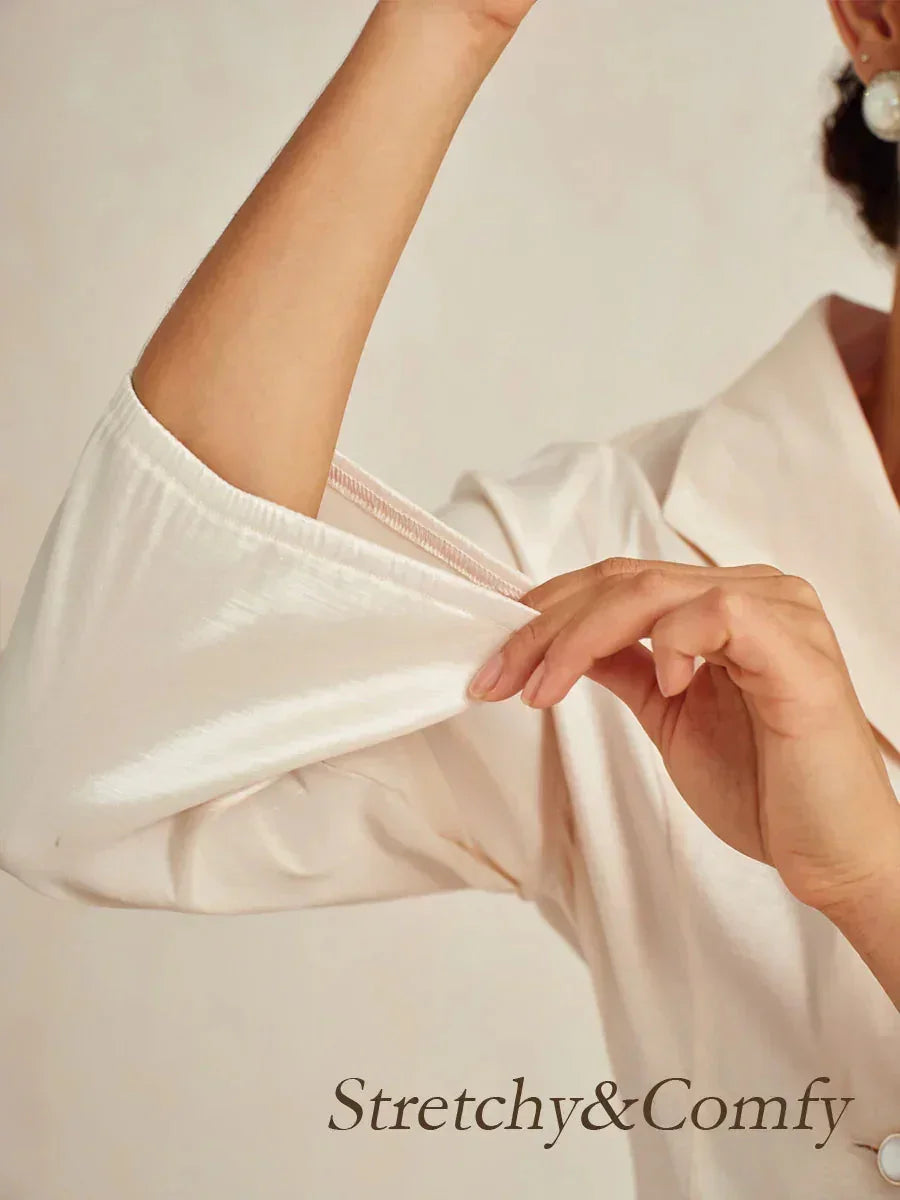 3/4 Sleeve Stretch Shimmer Taffeta Blouse