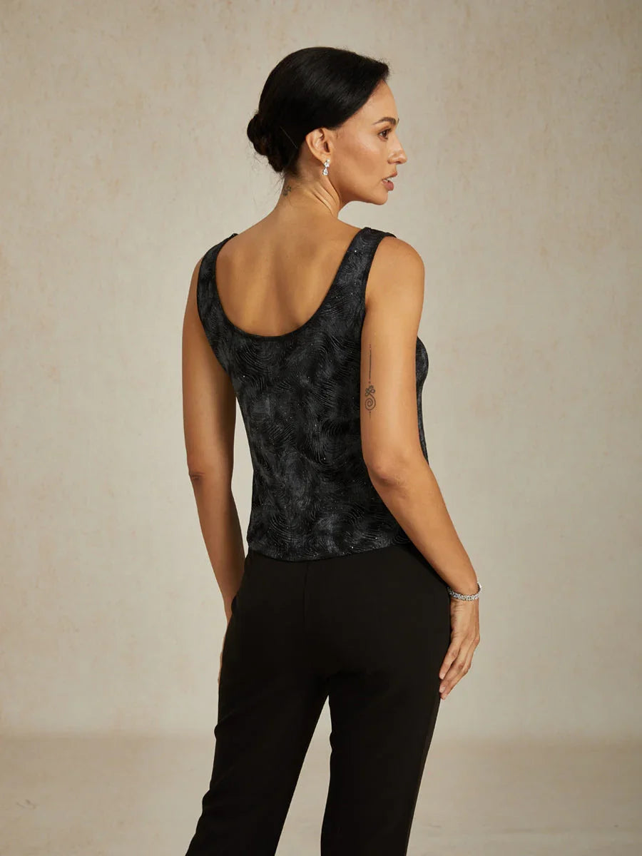 Glitter Knit Mandarin Jacket and Tank Twinset