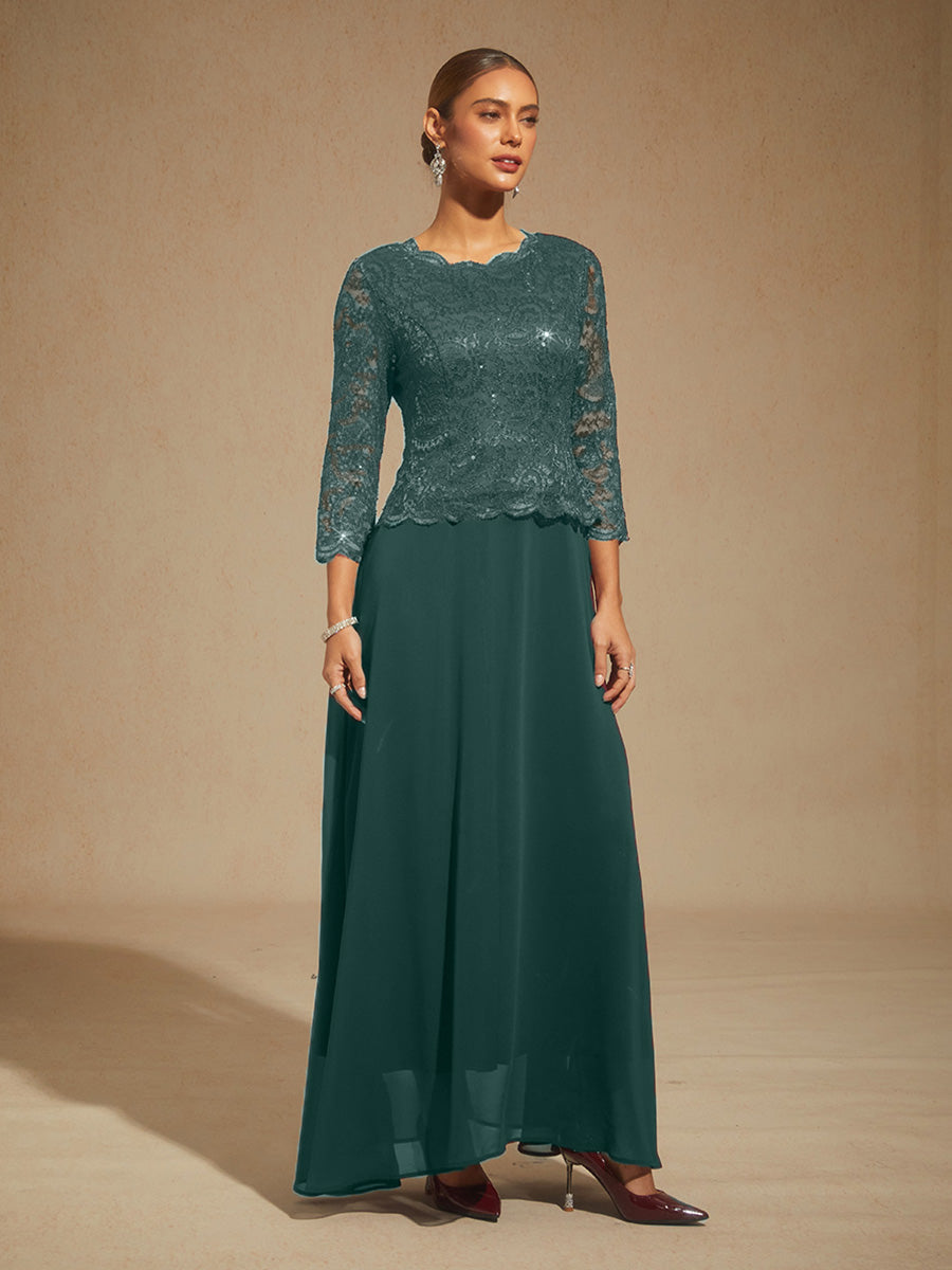 Elegant Lace and Chiffon Floor-Length Dress