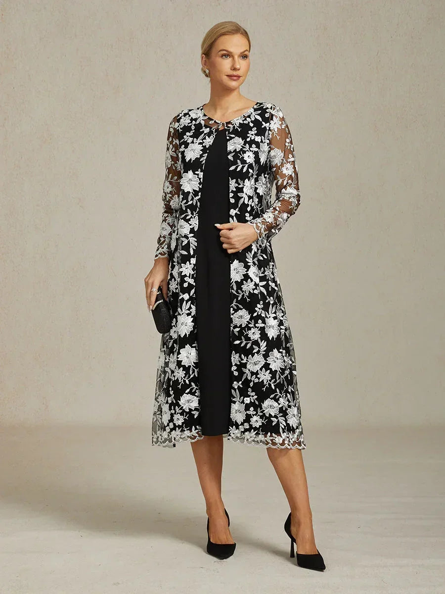 Lace Embroidered Floral Dress Set