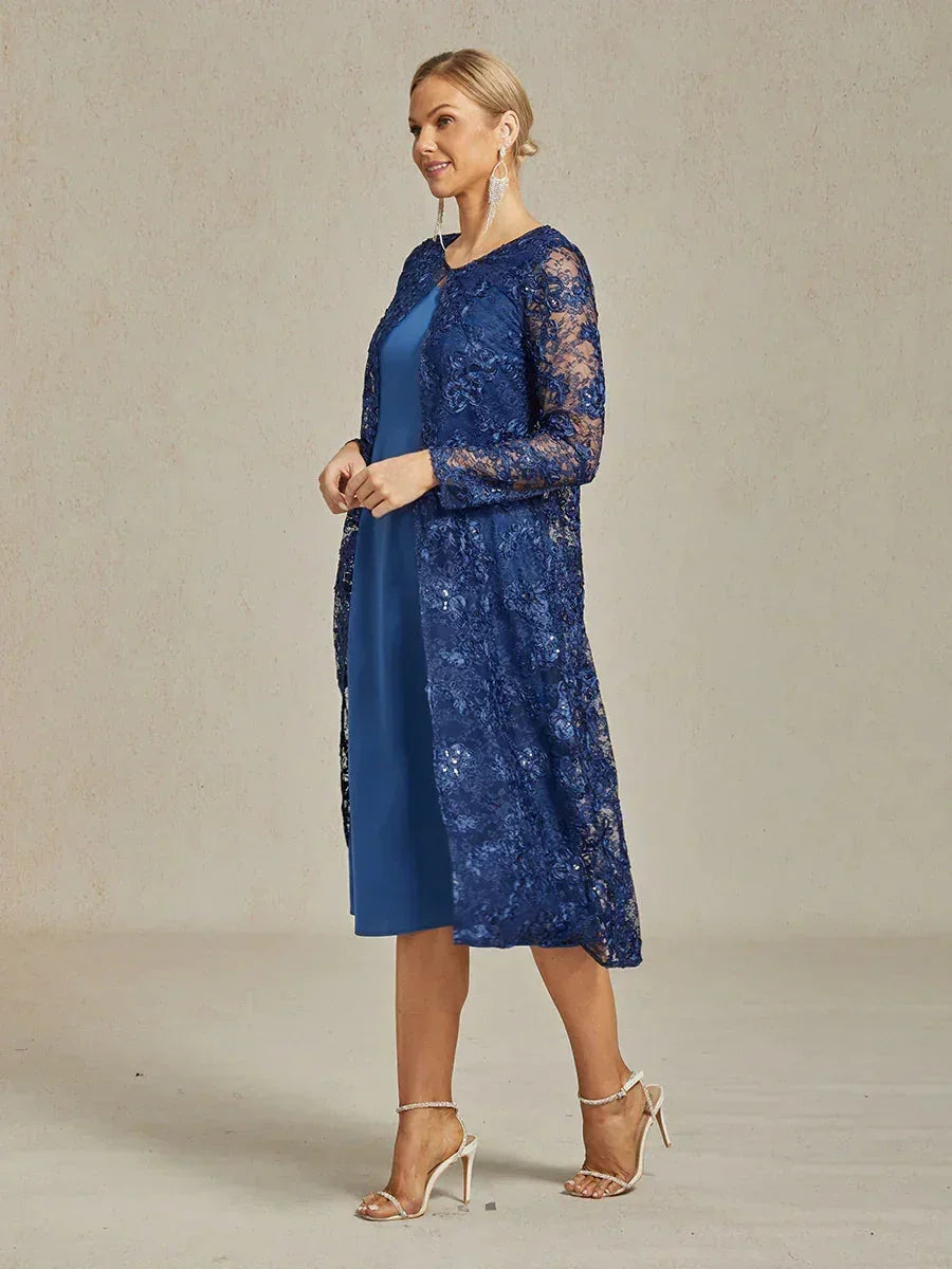 Lange Jacke aus Rosettenspitze mit Paillettendetail