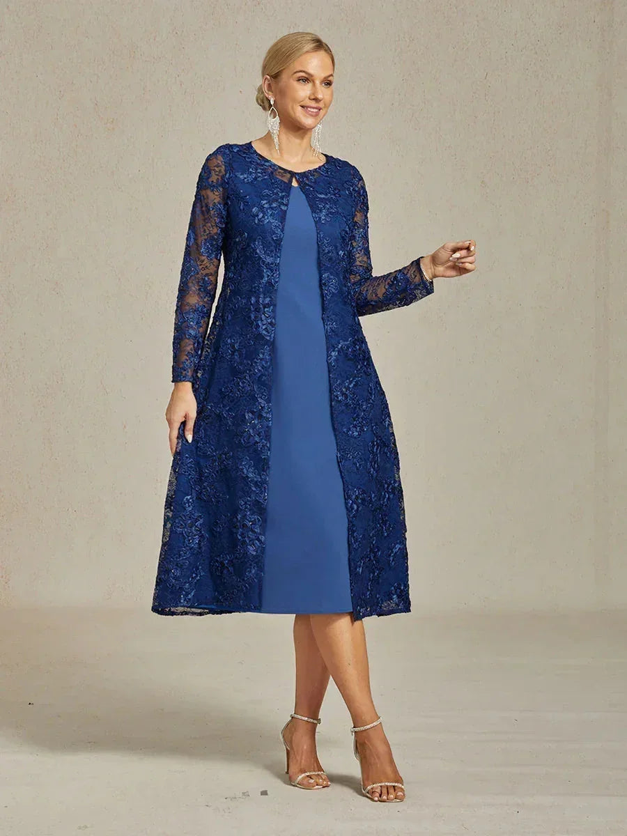 Lange Jacke aus Rosettenspitze mit Paillettendetail