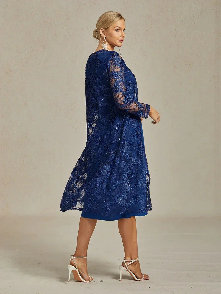 Lange Jacke aus Rosettenspitze mit Paillettendetail