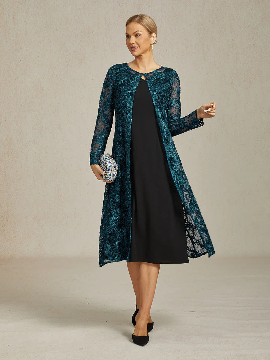 Lange Jacke aus Rosettenspitze mit Paillettendetail