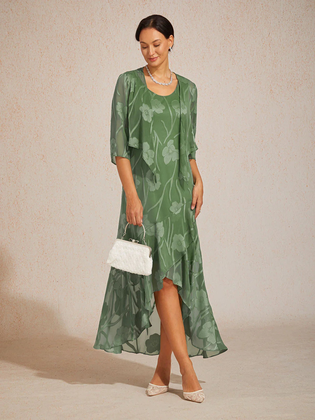 Floral Chiffon Sleeveless Gown