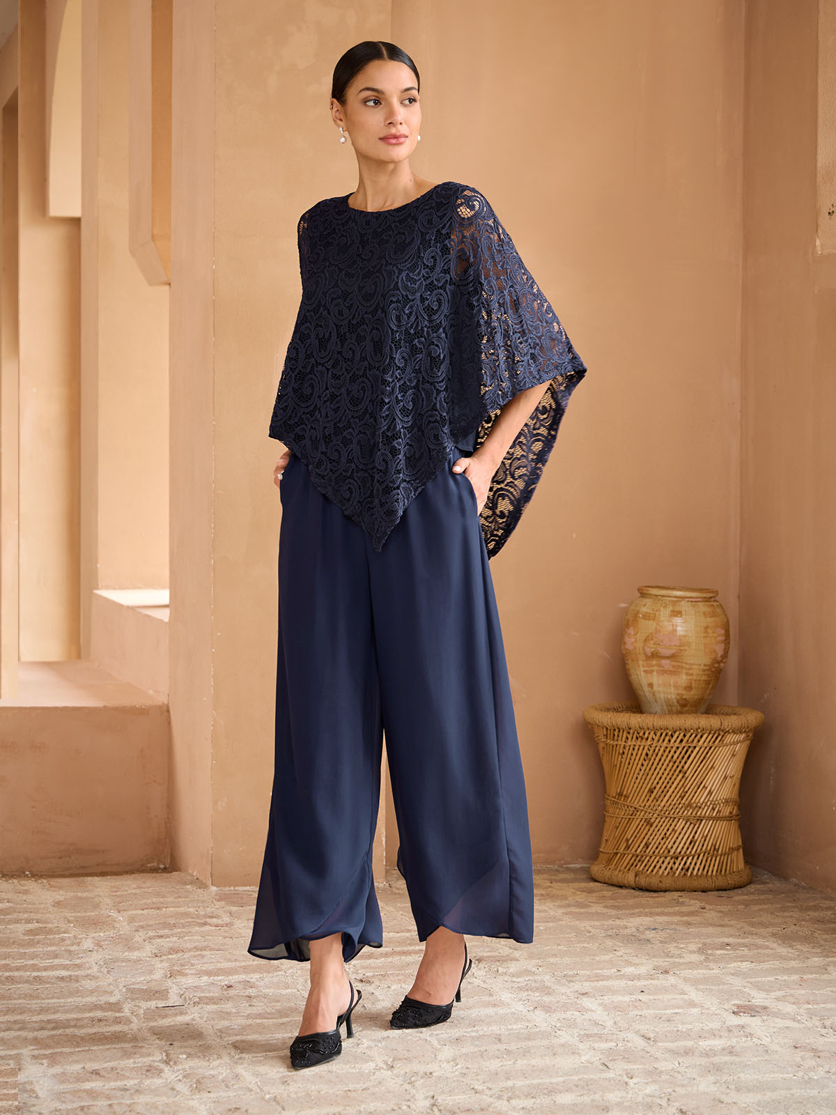 Elegant Lace Batwing Sleeve Top