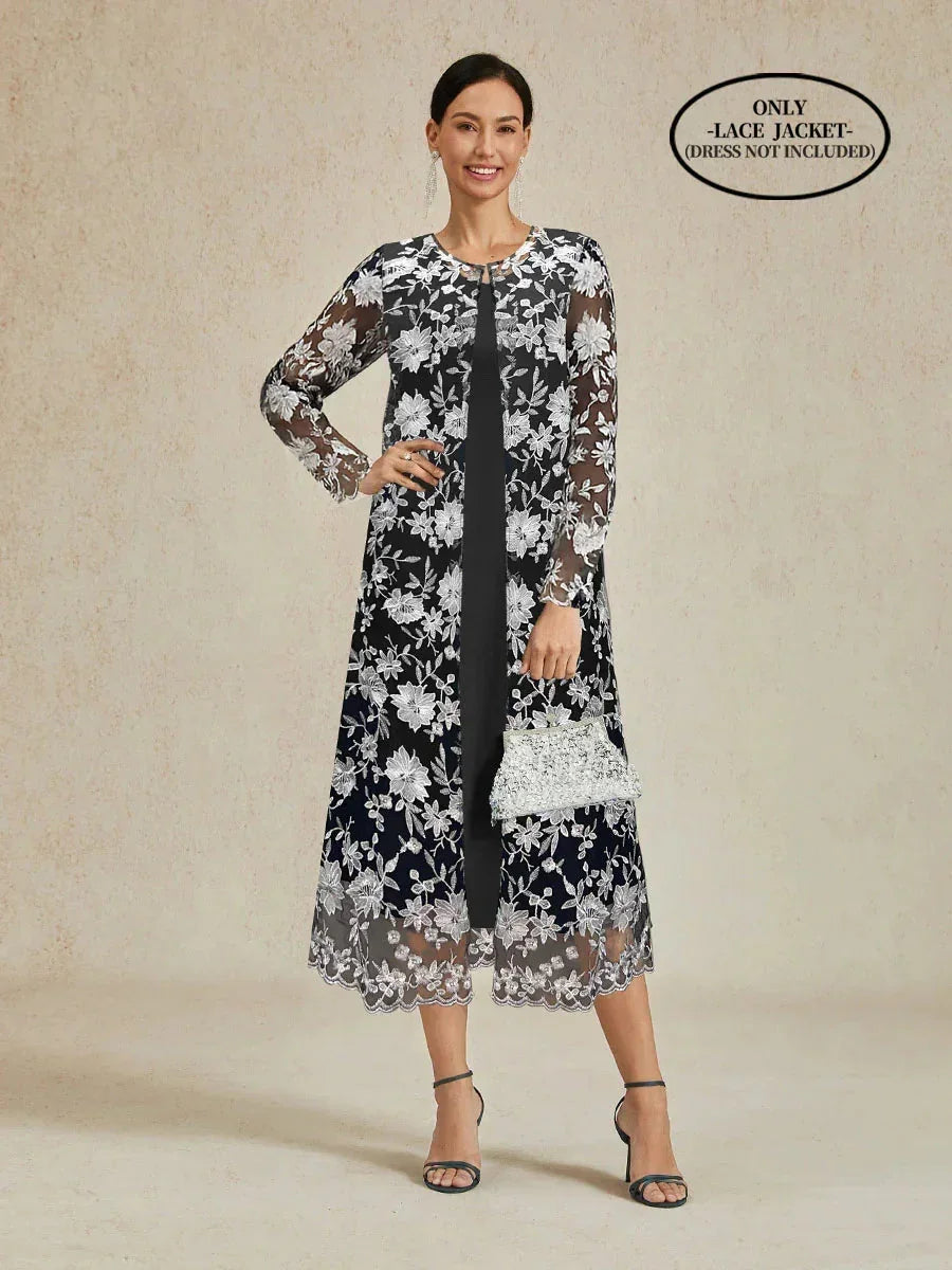 Long Floral Embroidered Lace Jacket