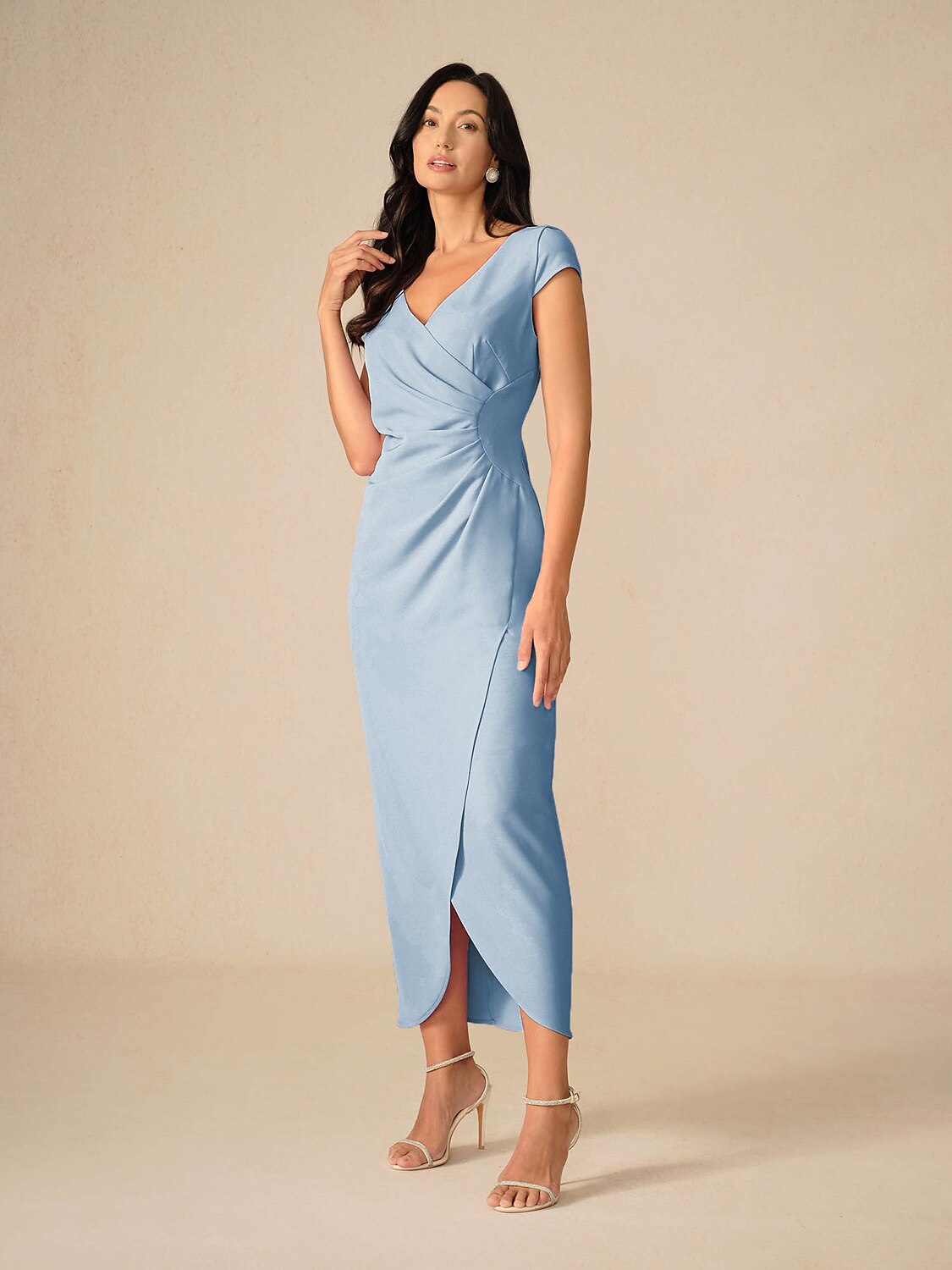 Elegant Sky Blue Wrap Dress