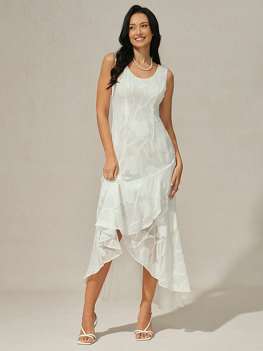 Floral Chiffon Evening Gown with Asymmetrical Hem