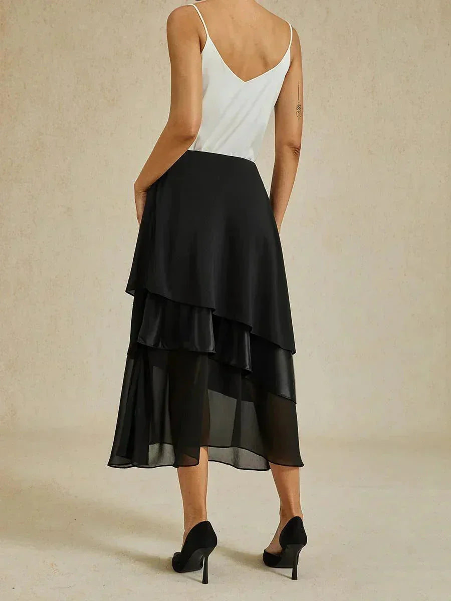 Layered Chiffon A-Line Skirt