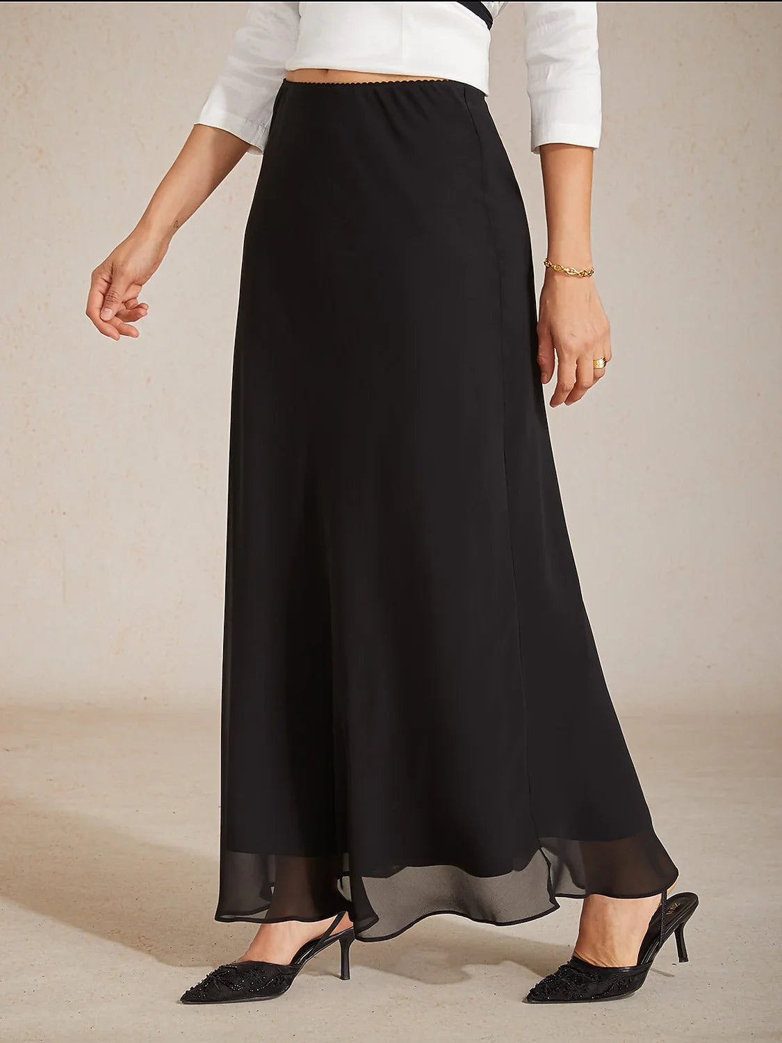 Maxi Chiffon Mid-Waist Skirts