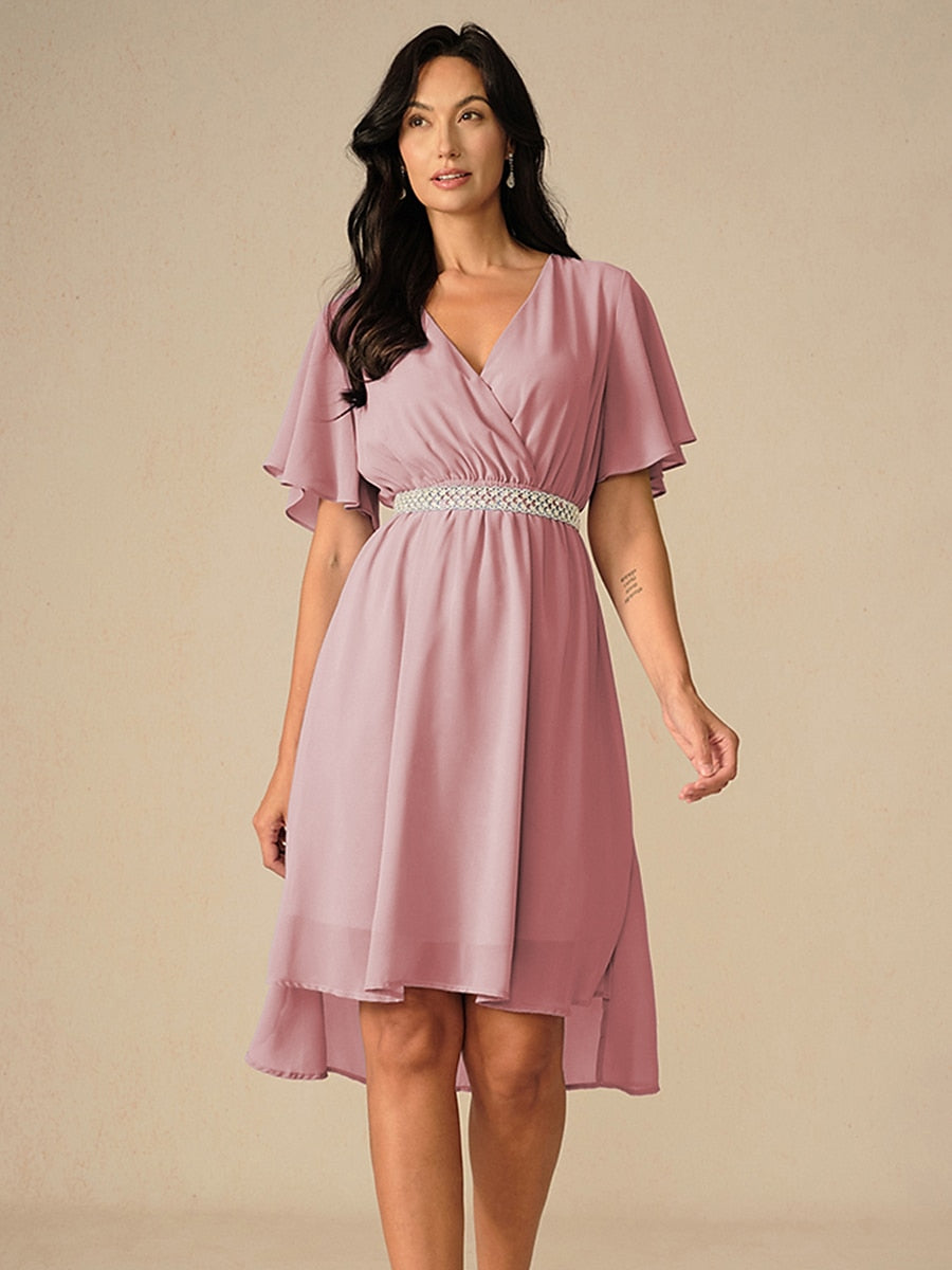 Elegant Pastel Green A-Line Chiffon Dress