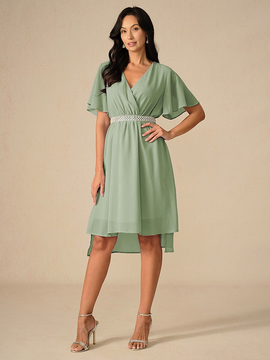 Elegant Pastel Pink A-Line Chiffon Dress