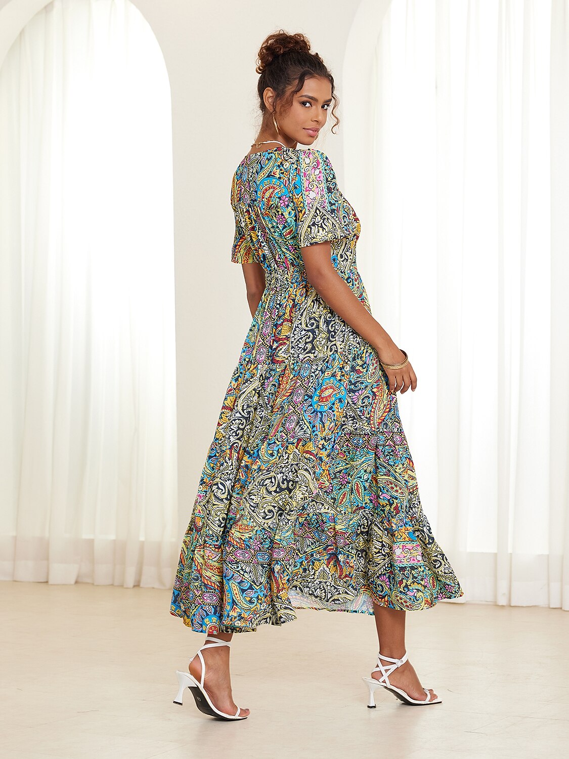 Chic Boho Paisley Layered Maxi Dress