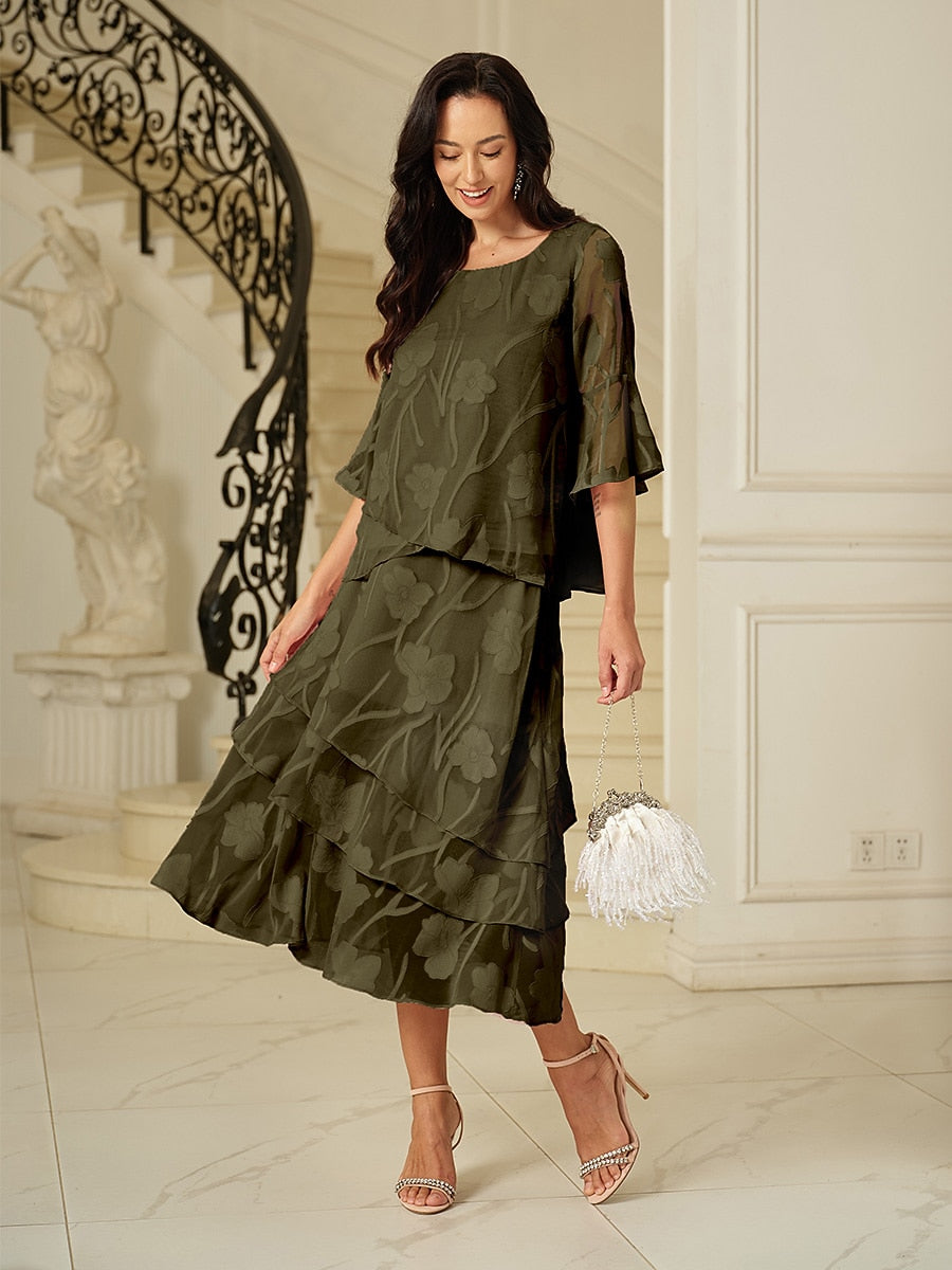 Floral Chiffon Midi Skirt