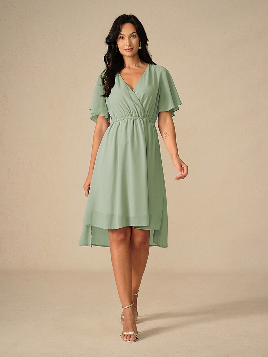 Elegant Pastel Green A-Line Chiffon Dress