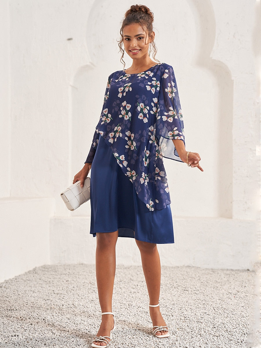 Floral Patchwork Chiffon Dress