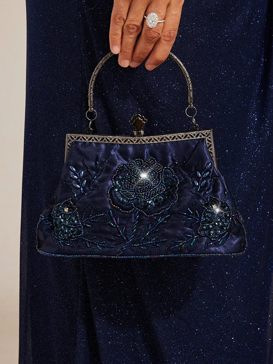 Sequin Embroidery Velvet Handbag Evening Bag