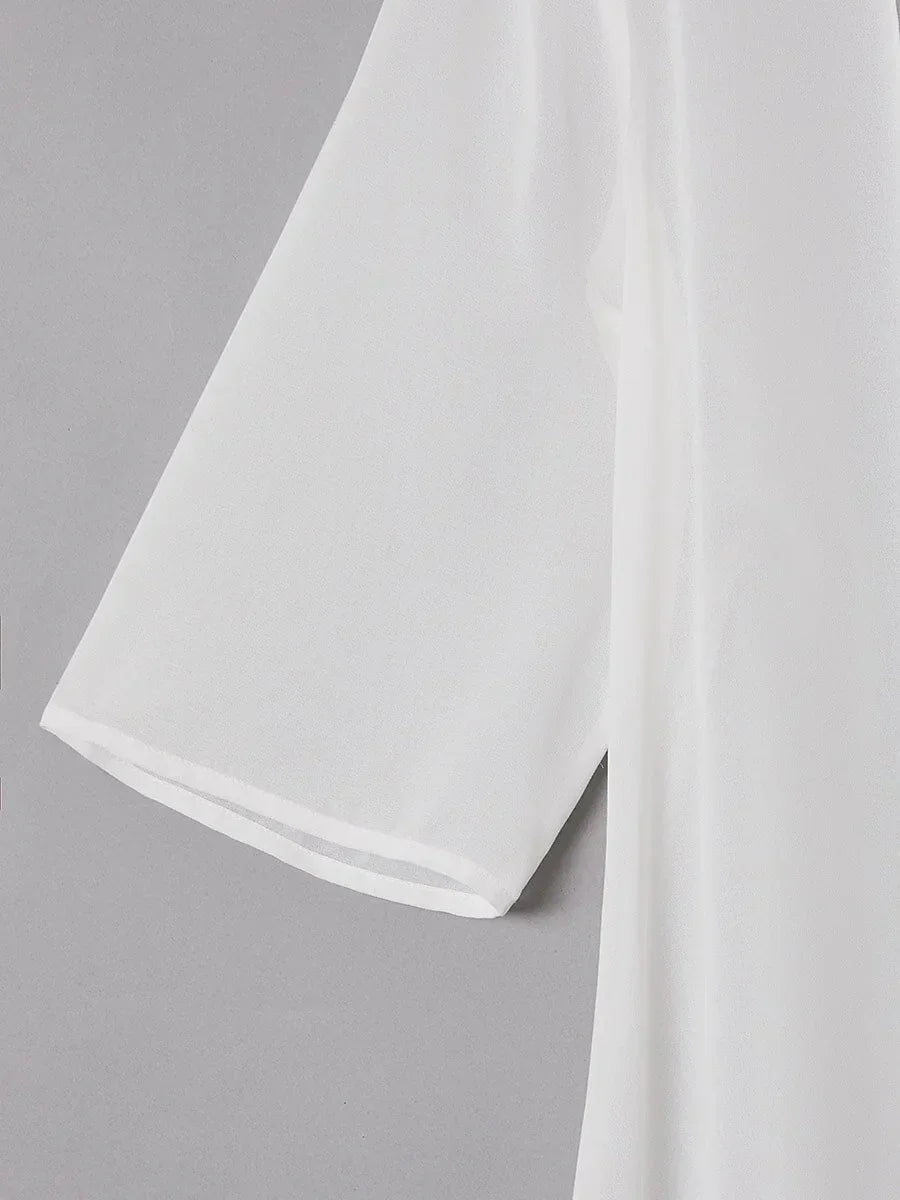 Chiffon Lightweight Half Sleeve Cover-Up