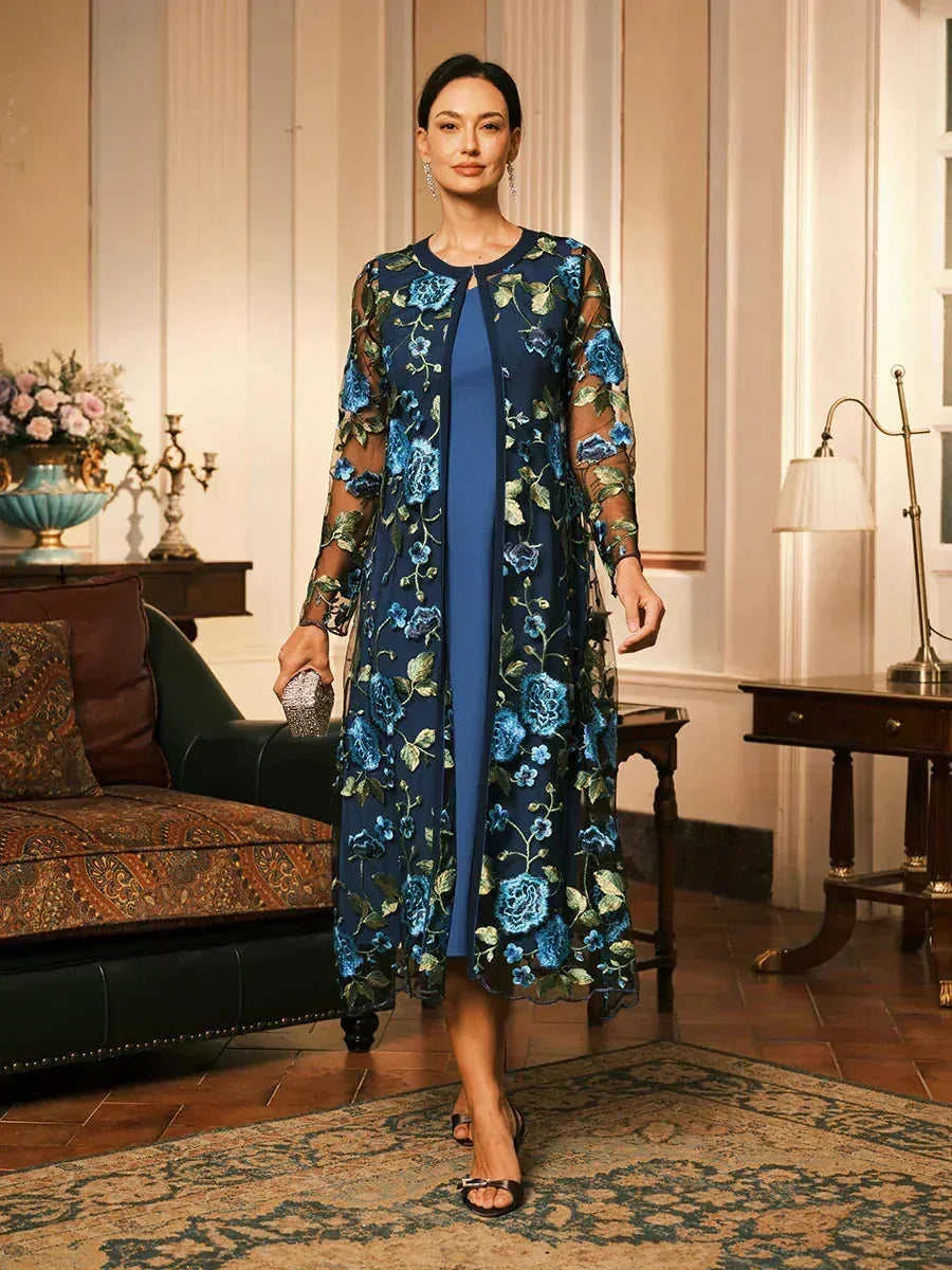 Long Floral Embroidered Lace Jacket