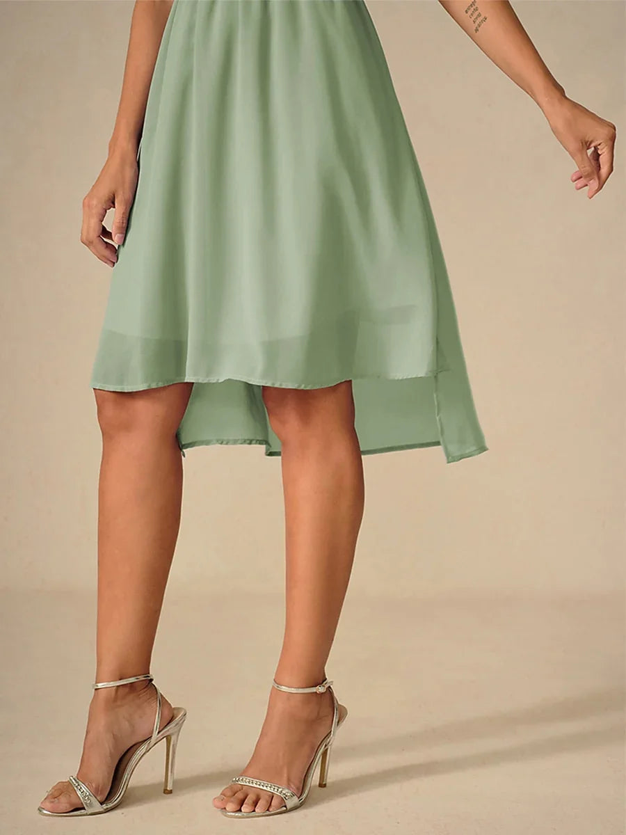 Elegant Pastel Green A-Line Chiffon Dress