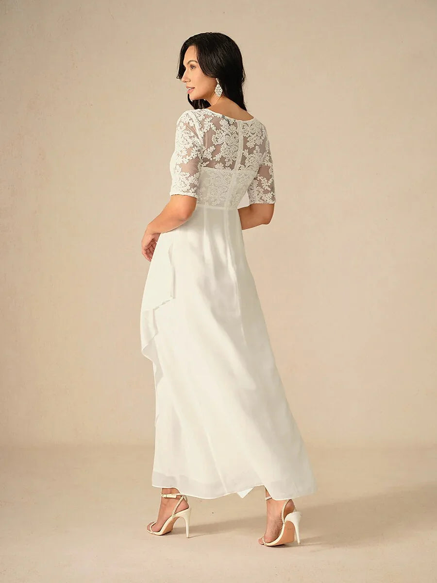 Lace V-Neck Summer Wedding Dress