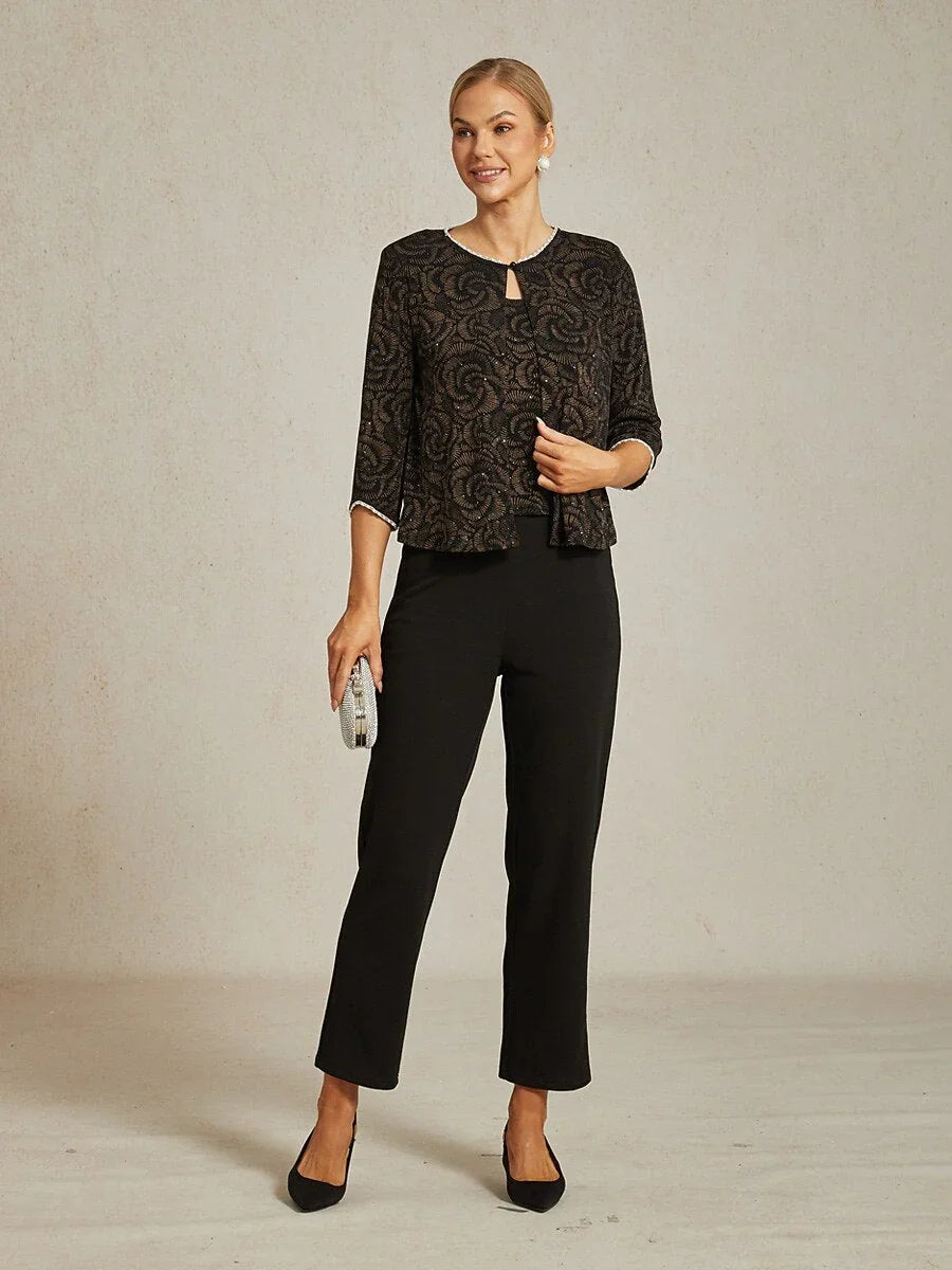 Black Slim Leg Pant with Elastic Waist and Side Pockets