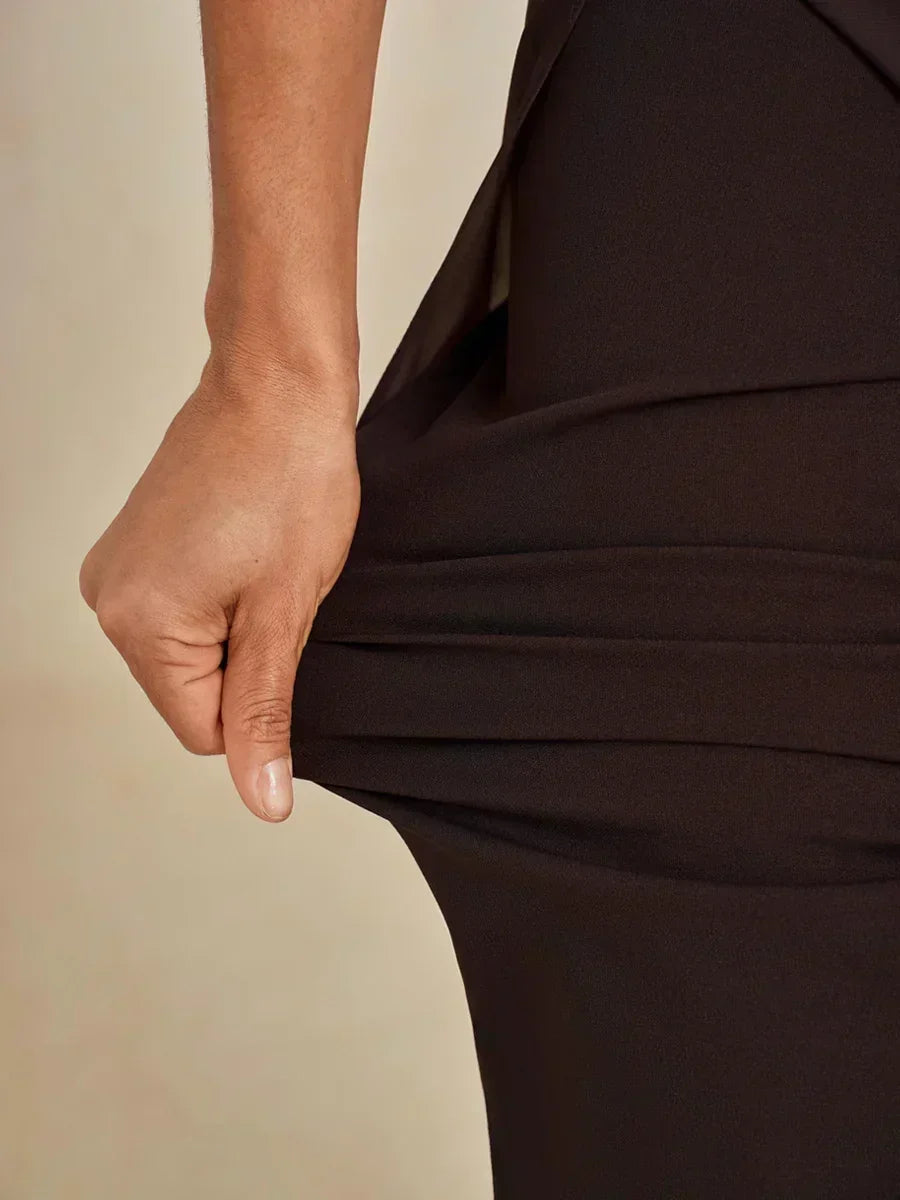 Straight Leg Pant With Chiffon Split Leg Overlay