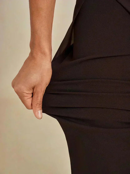Straight Leg Pant With Chiffon Split Leg Overlay