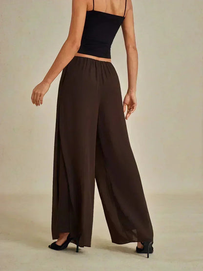 Straight Leg Chiffon Pants