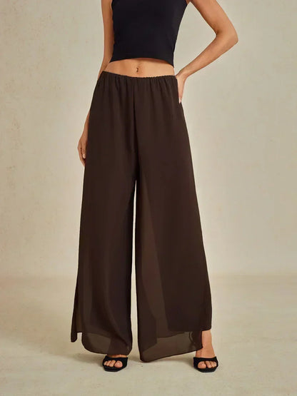 Straight Leg Pant With Chiffon Split Leg Overlay