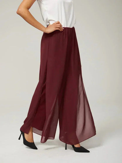 Straight Leg Chiffon Pants