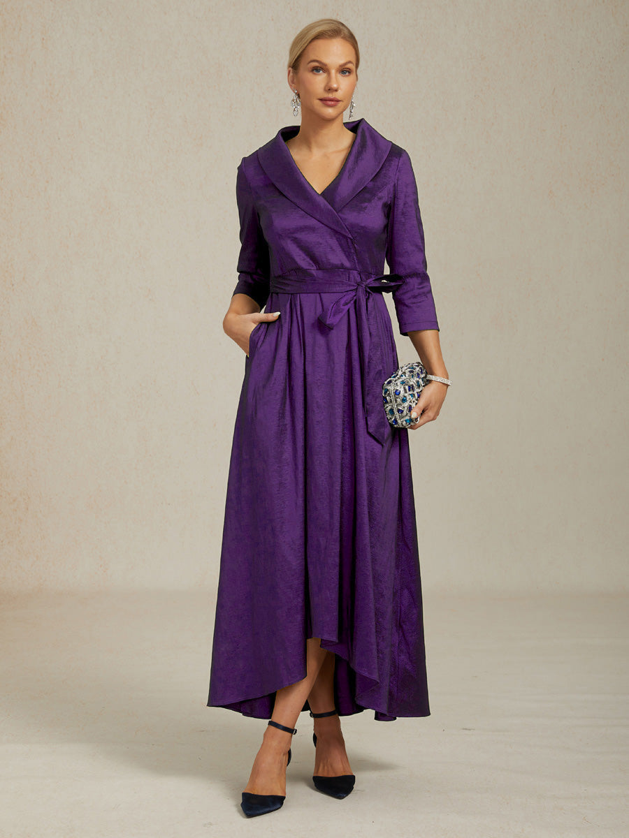Stretch Taffeta Cocktail Dress with Tie Belt