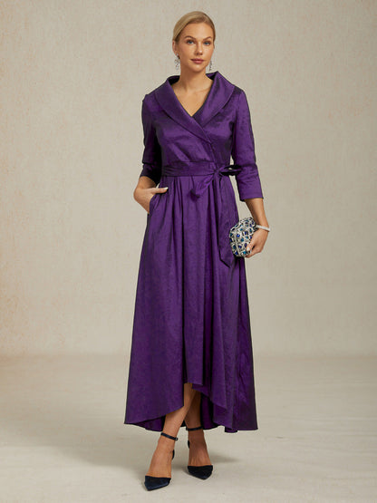 Stretch Taffeta Cocktail Dress with Tie Belt