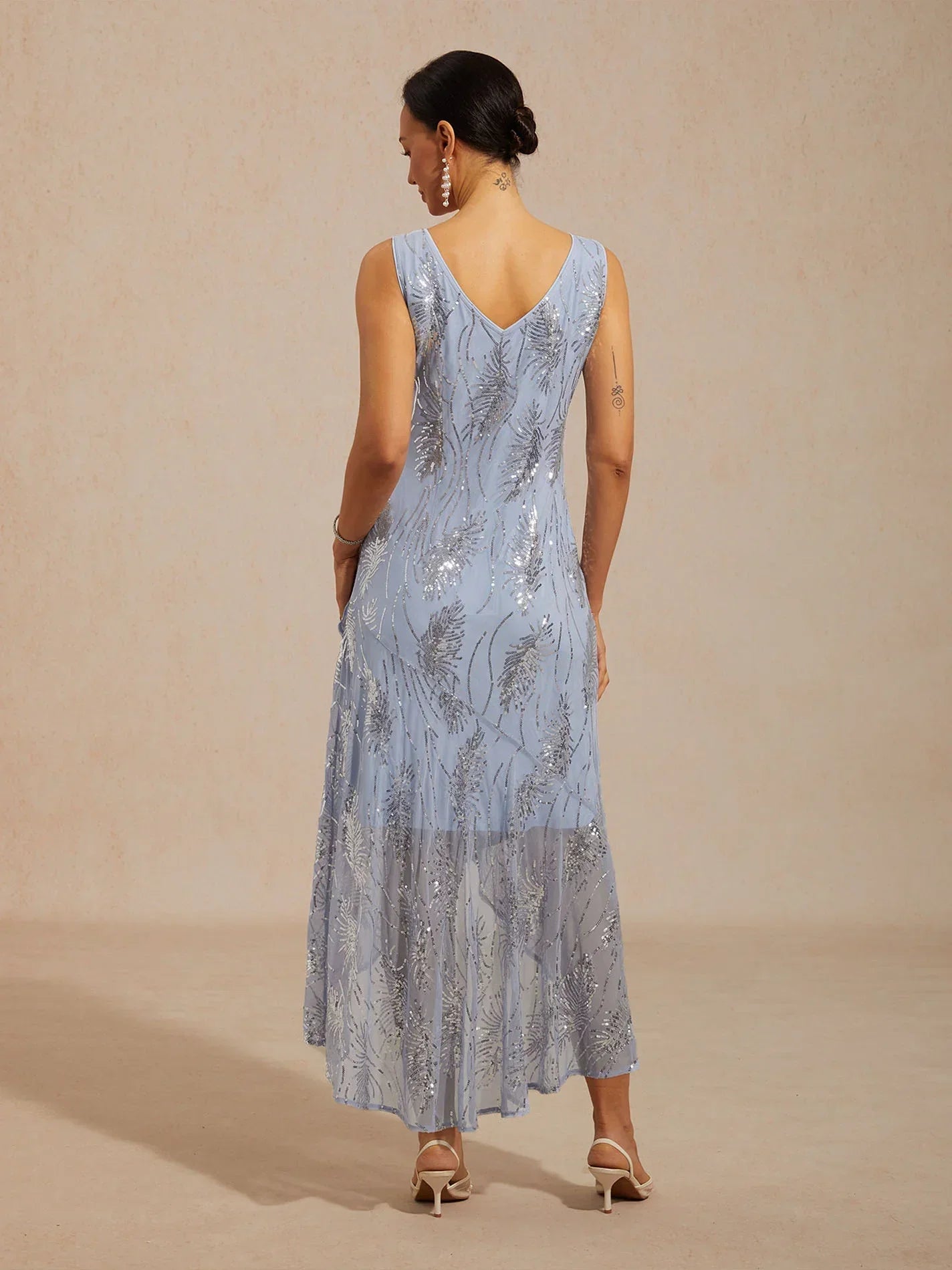 Sleeveless Sequin Maxi Dress