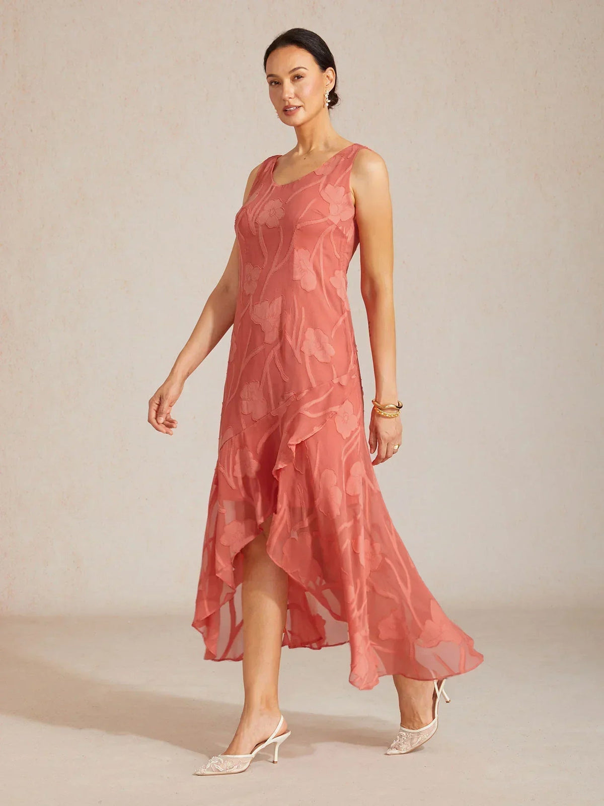 Floral Chiffon Sleeveless Gown
