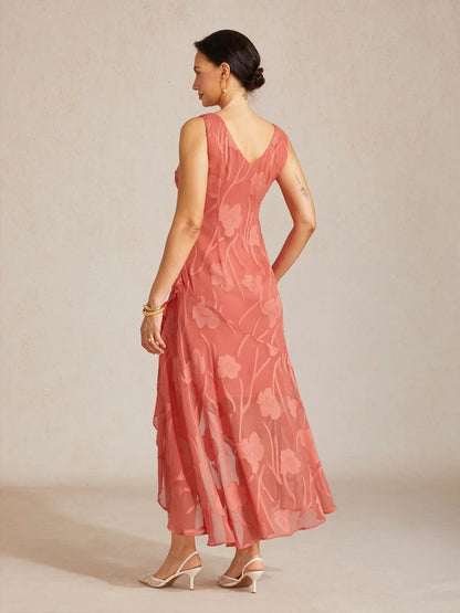 Floral Chiffon Sleeveless Gown