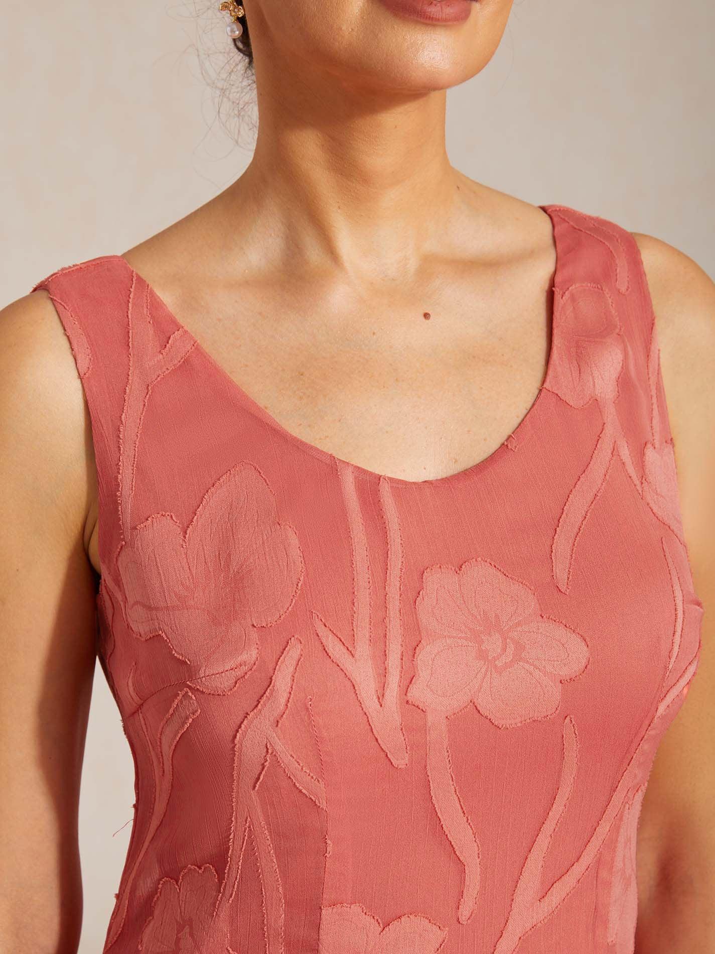 Floral Chiffon Sleeveless Gown
