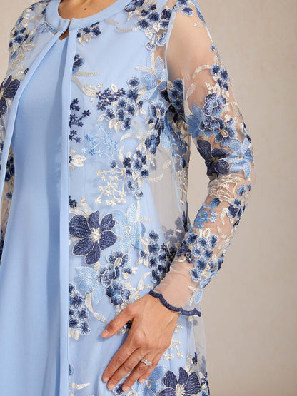 Long Floral Embroidered Lace Jacket