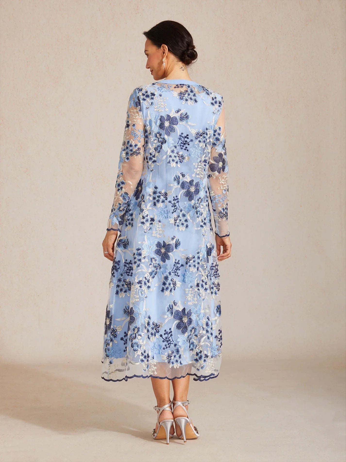 Long Floral Embroidered Lace Jacket