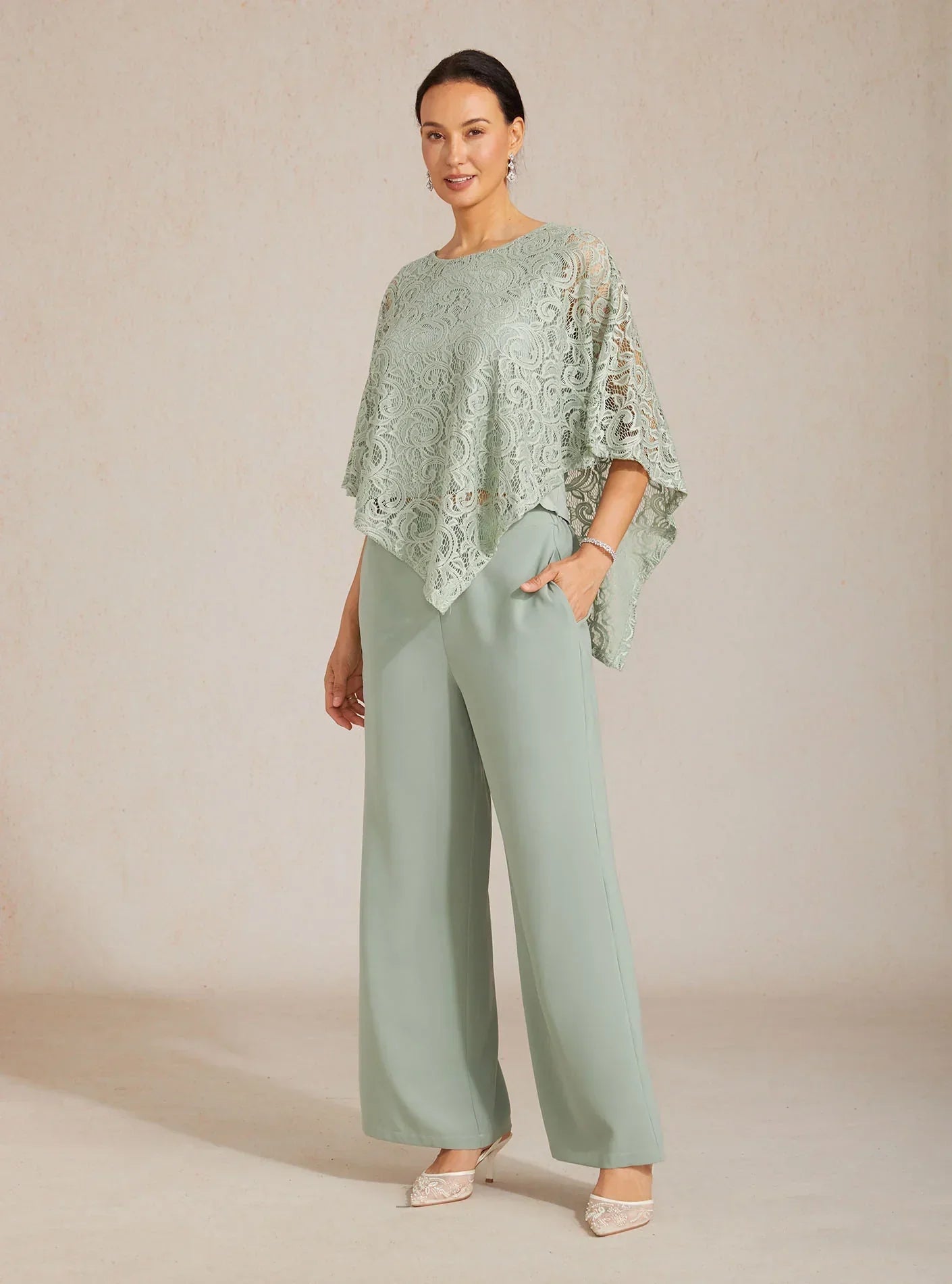 Mid-Rise Elastic Waist Wide-Leg Pants with Pockets